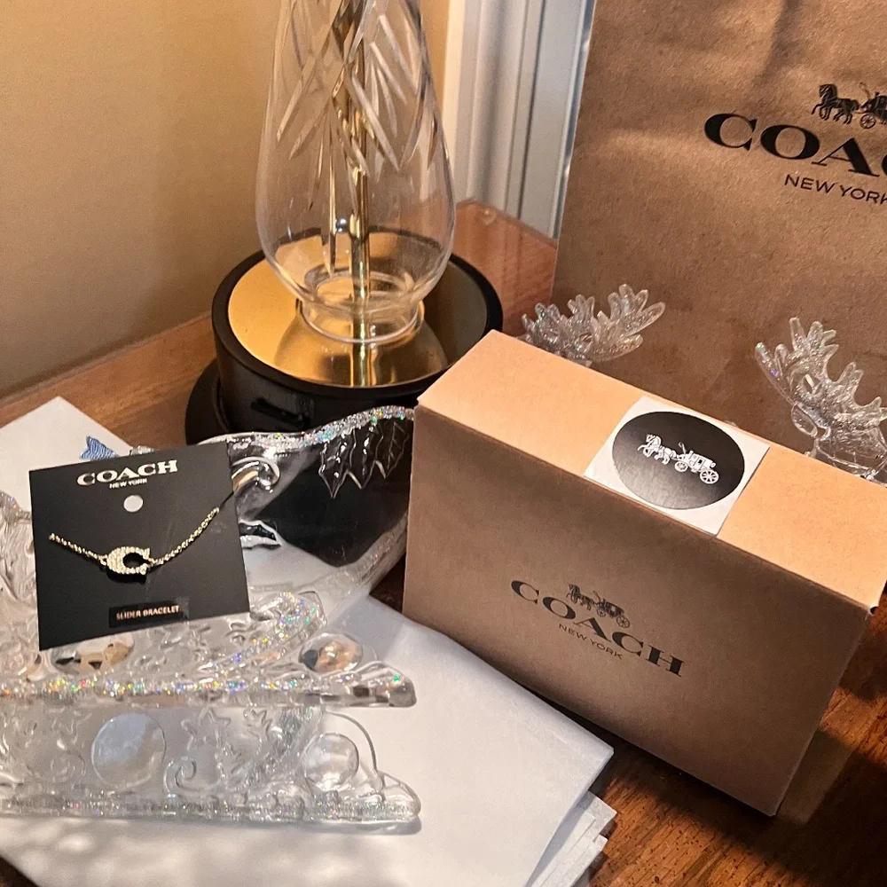 Coach Pave Signature C Slider Bracelet & Gift Box, Bag, and Tissue